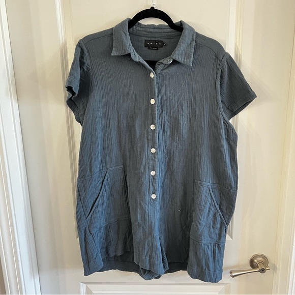 Hatch Blue Maternity Lenora Romper Size 2 - Picture 4 of 8